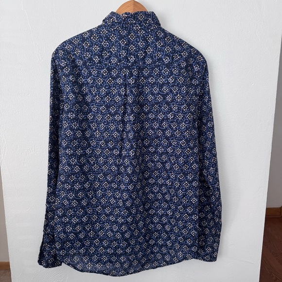 American Eagle Outfitters mens blue floral pattern long sleeve Size Medium - Picture 5 of 5